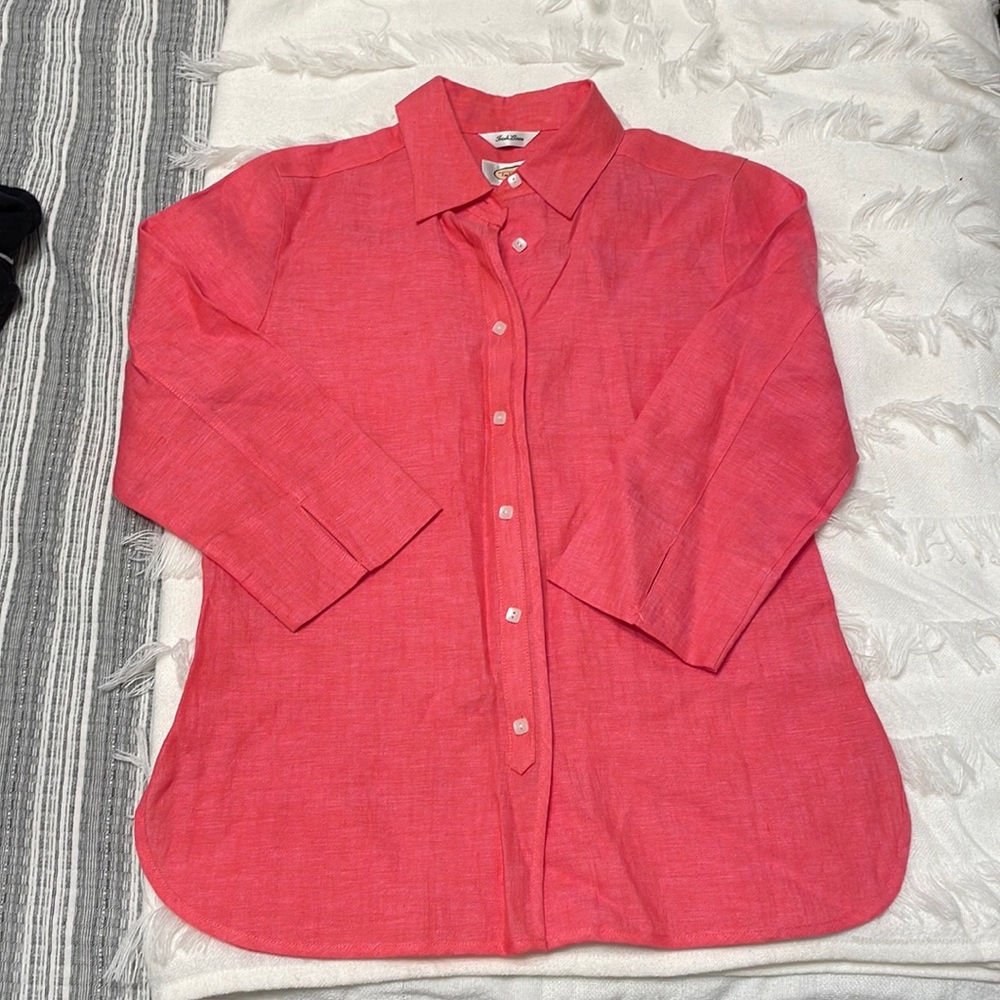 New Talbots Linen Button down shirt